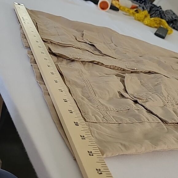 Lydelle M tan vest with zipper & button closure, drawstring waist - Picture 13 of 13